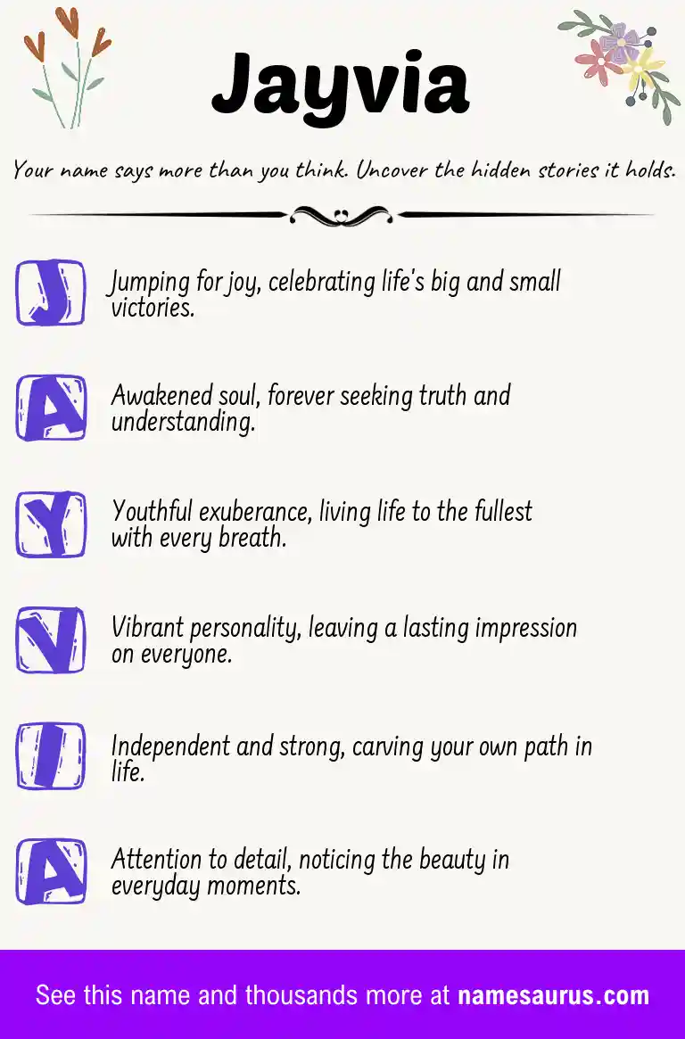 Acrostic poem about Jayvia.