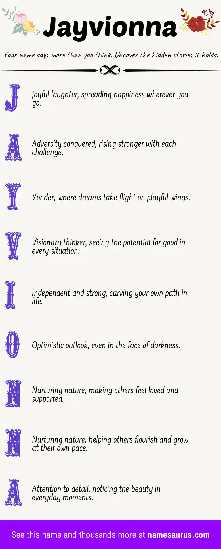 Acrostic poem about Jayvionna.