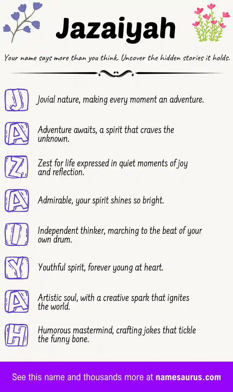 Acrostic poem about Jazaiyah.