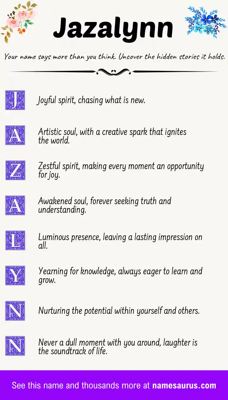 Acrostic poem about Jazalynn.