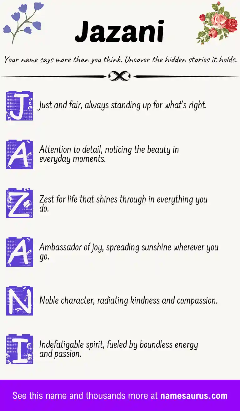 Acrostic poem about Jazani.