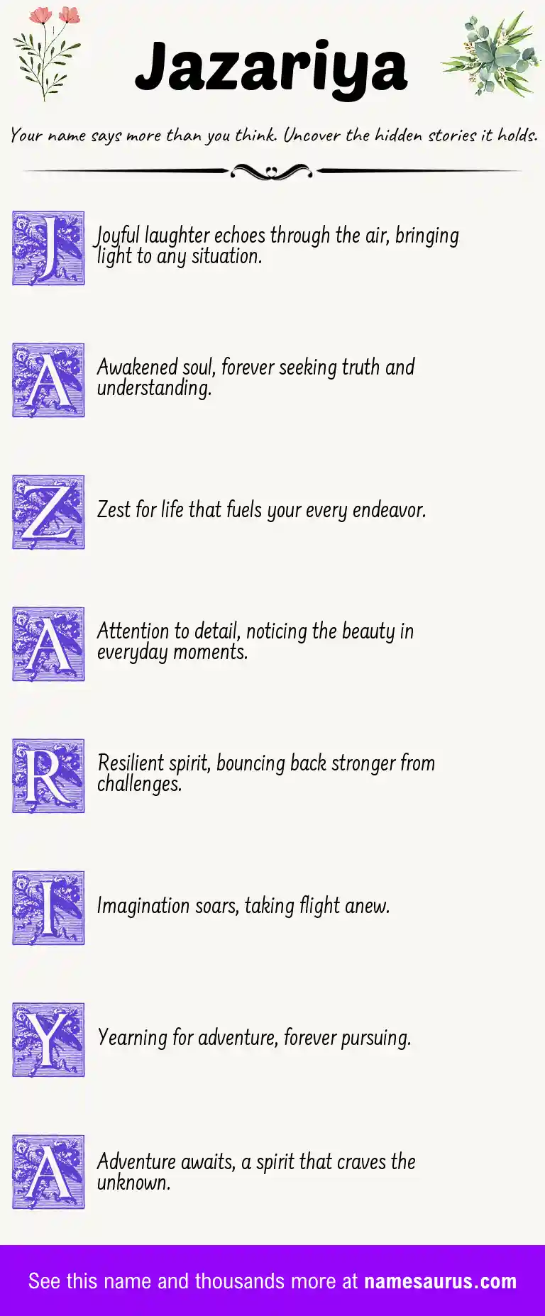 Acrostic poem about Jazariya.