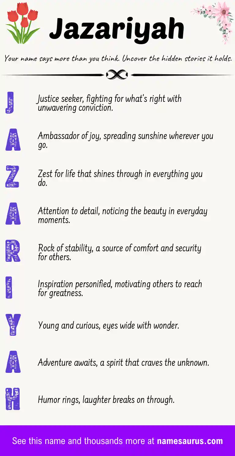Acrostic poem about Jazariyah.