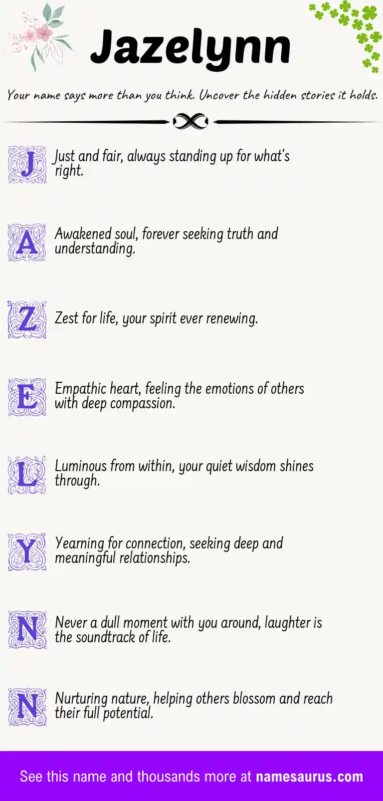 Acrostic poem about Jazelynn.