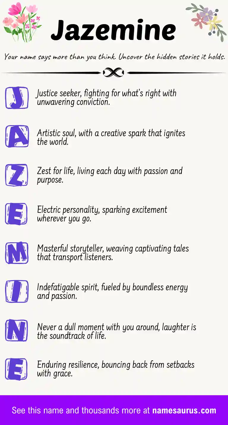 Acrostic poem about Jazemine.