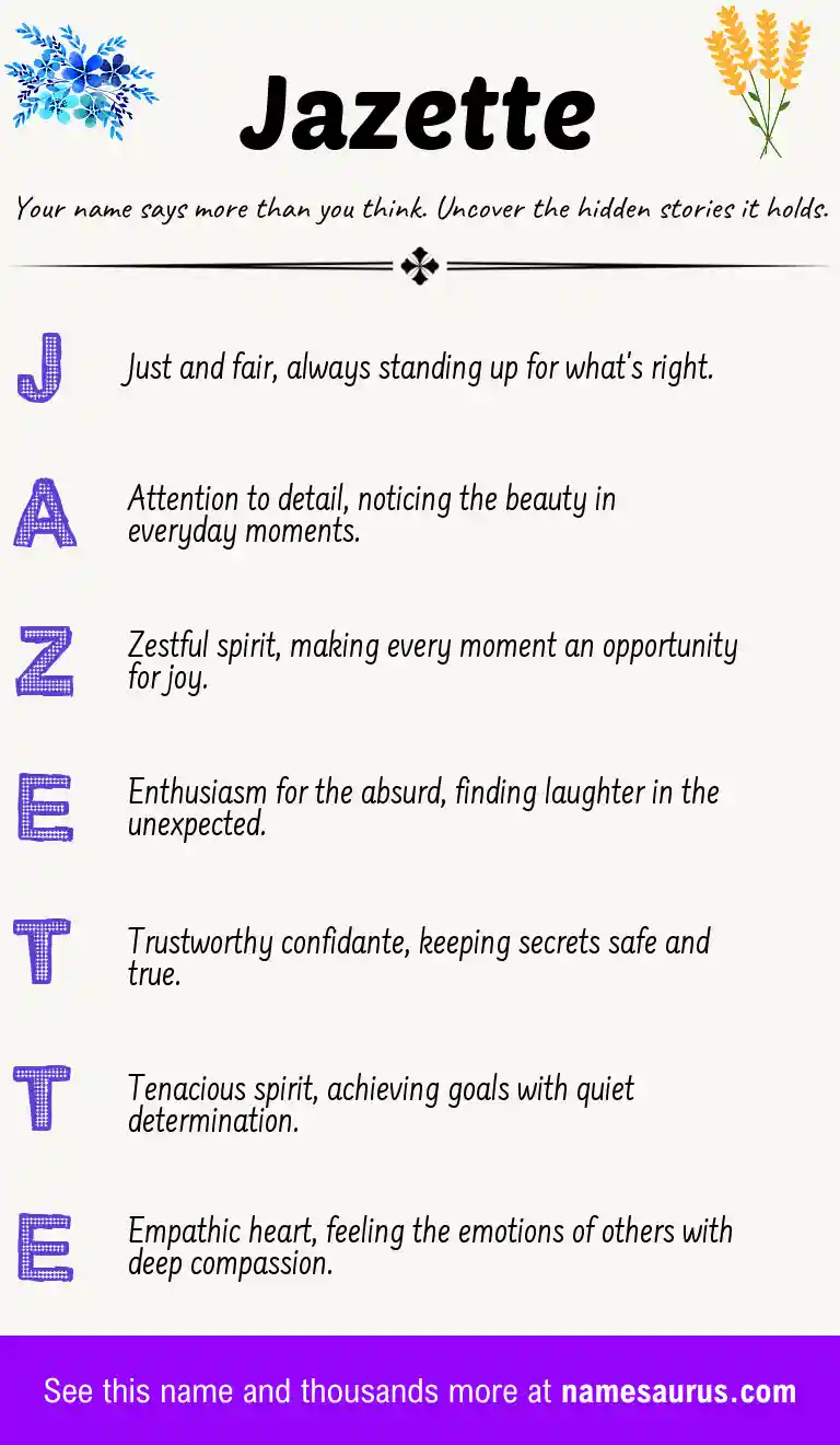 Acrostic poem about Jazette.