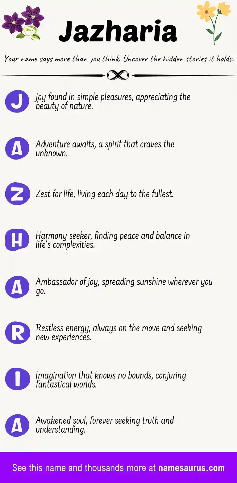 Acrostic poem about Jazharia.