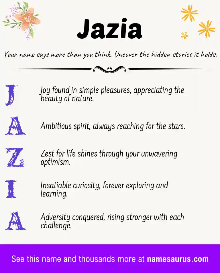 Acrostic poem about Jazia.