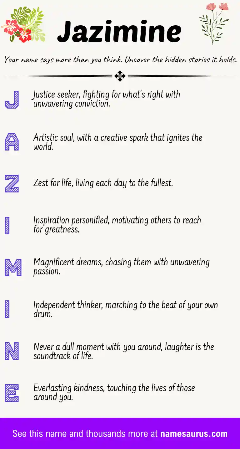 Acrostic poem about Jazimine.