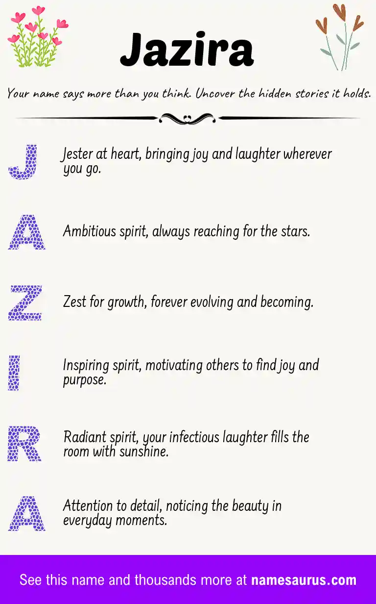 Acrostic poem about Jazira.