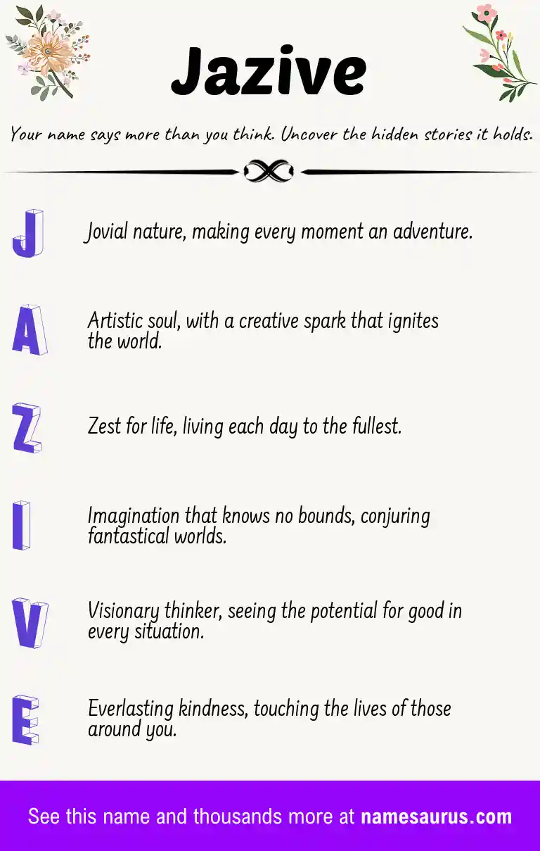 Acrostic poem about Jazive.