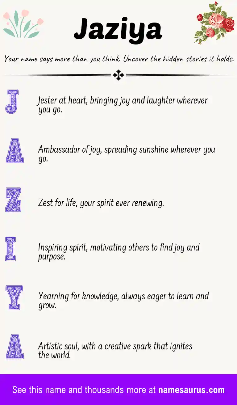 Acrostic poem about Jaziya.