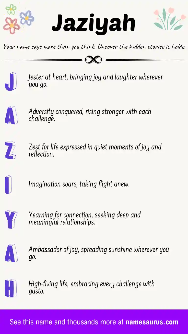 Acrostic poem about Jaziyah.