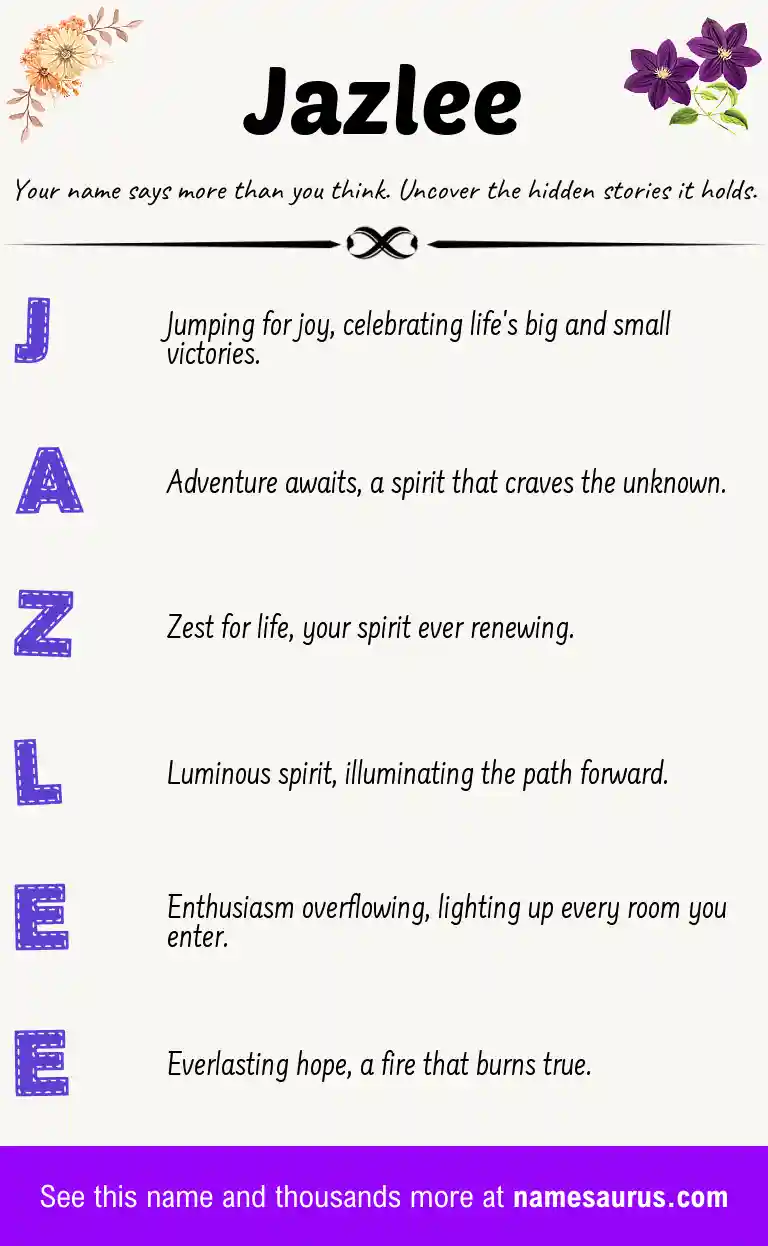 Acrostic poem about Jazlee.