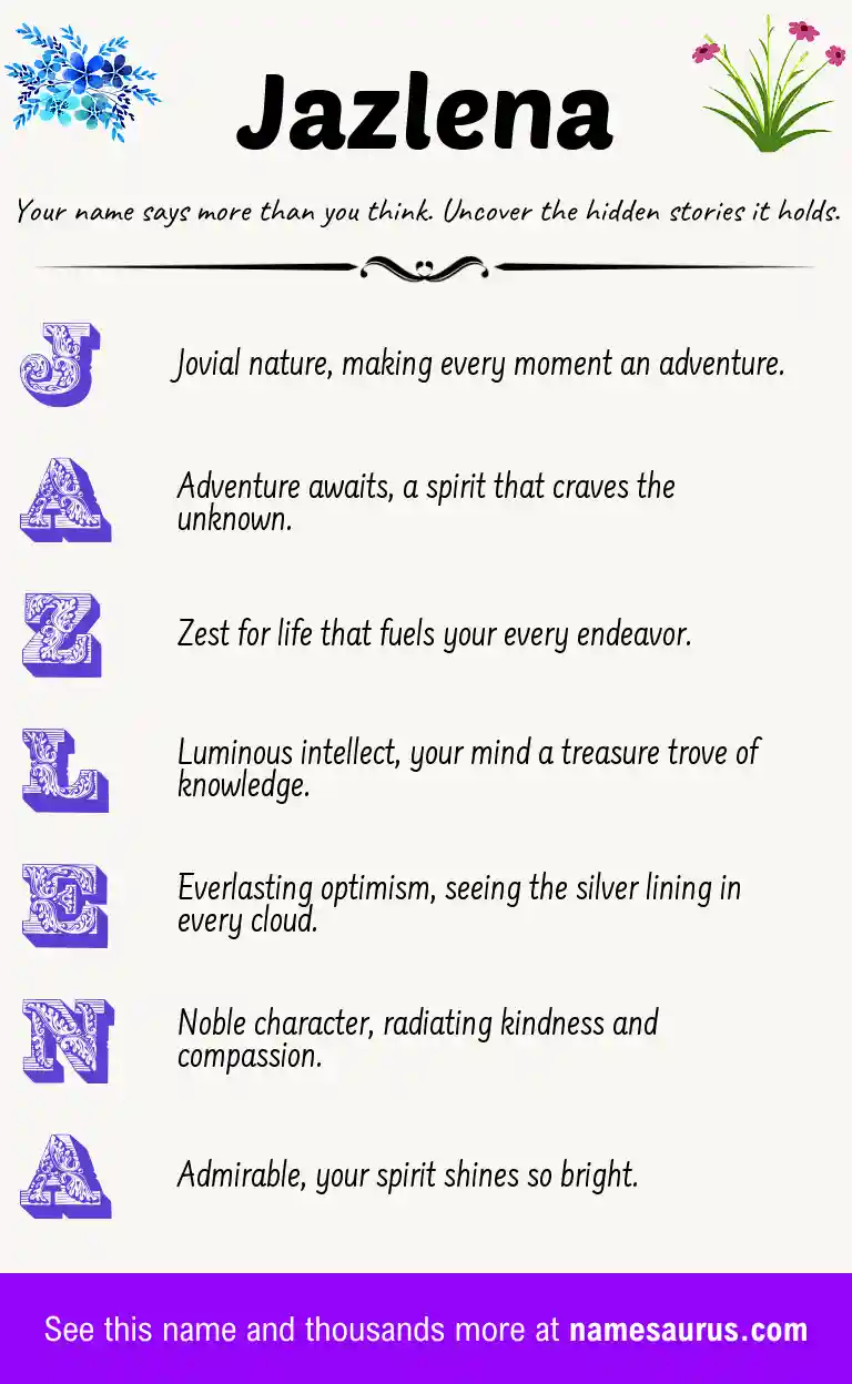 Acrostic poem about Jazlena.