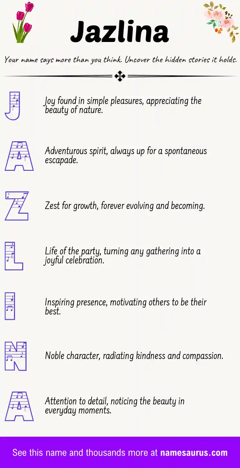 Acrostic poem about Jazlina.