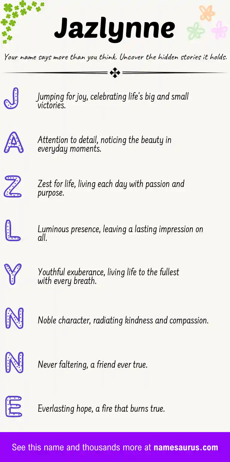 Acrostic poem about Jazlynne.