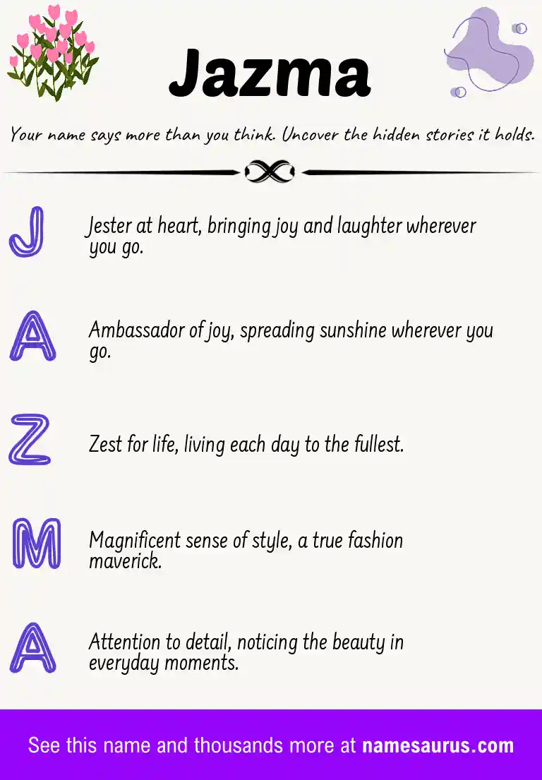 Acrostic poem about Jazma.