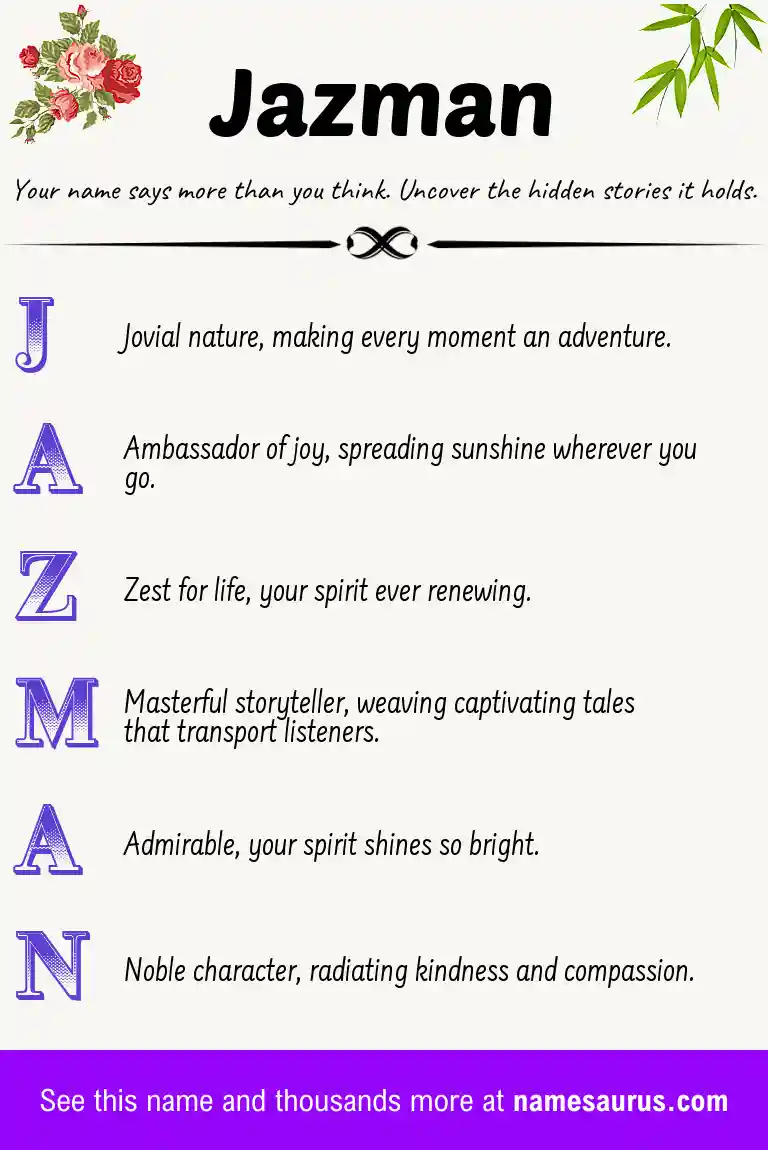Acrostic poem about Jazman.