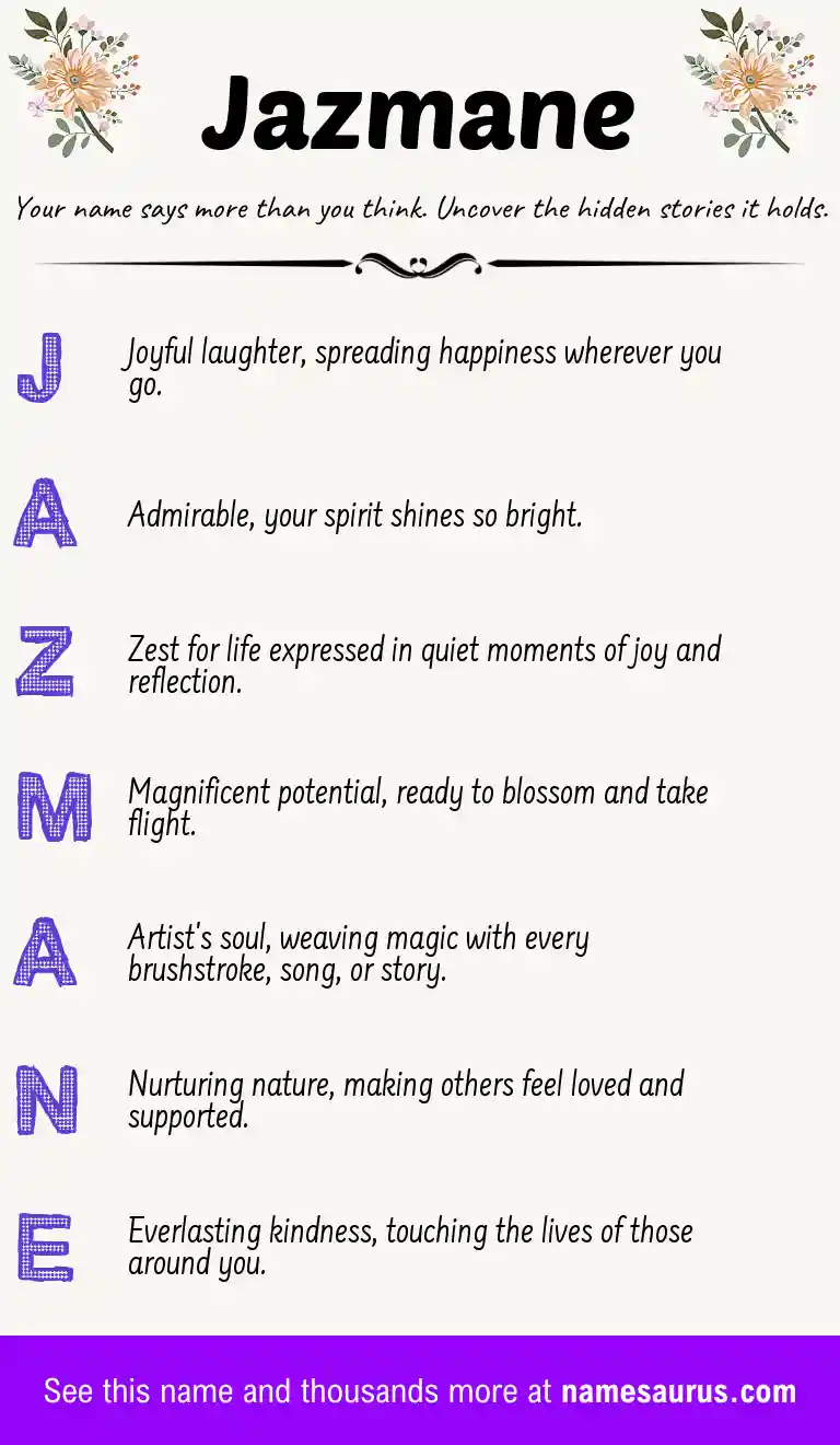 Acrostic poem about Jazmane.