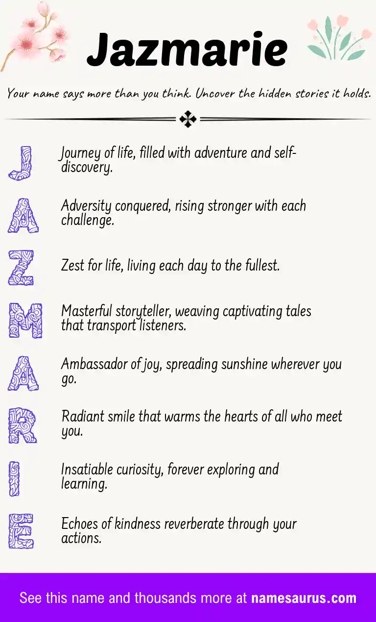 Acrostic poem about Jazmarie.