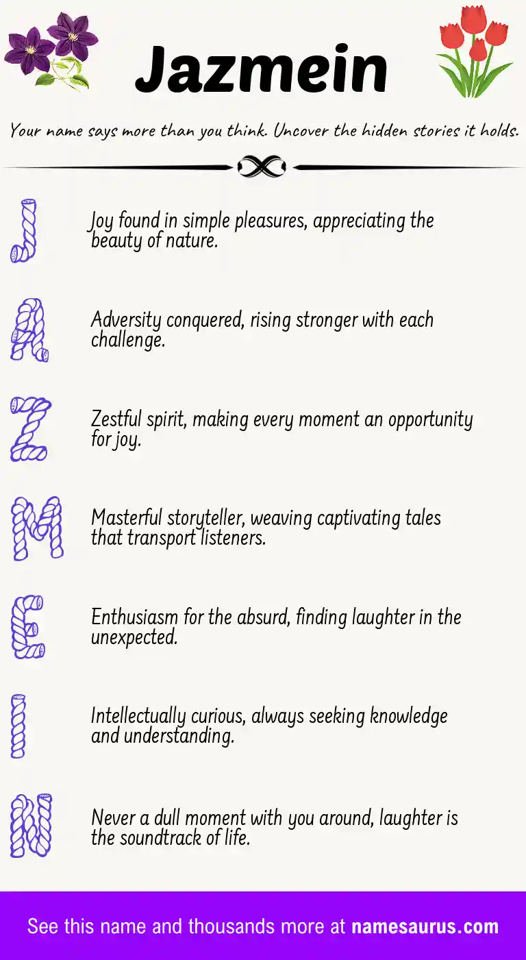 Acrostic poem about Jazmein.