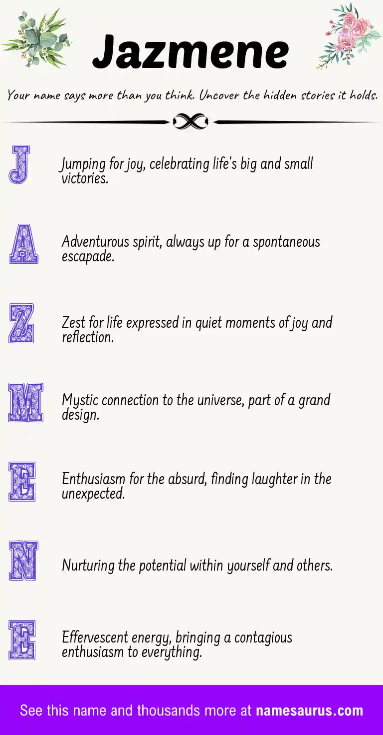 Acrostic poem about Jazmene.