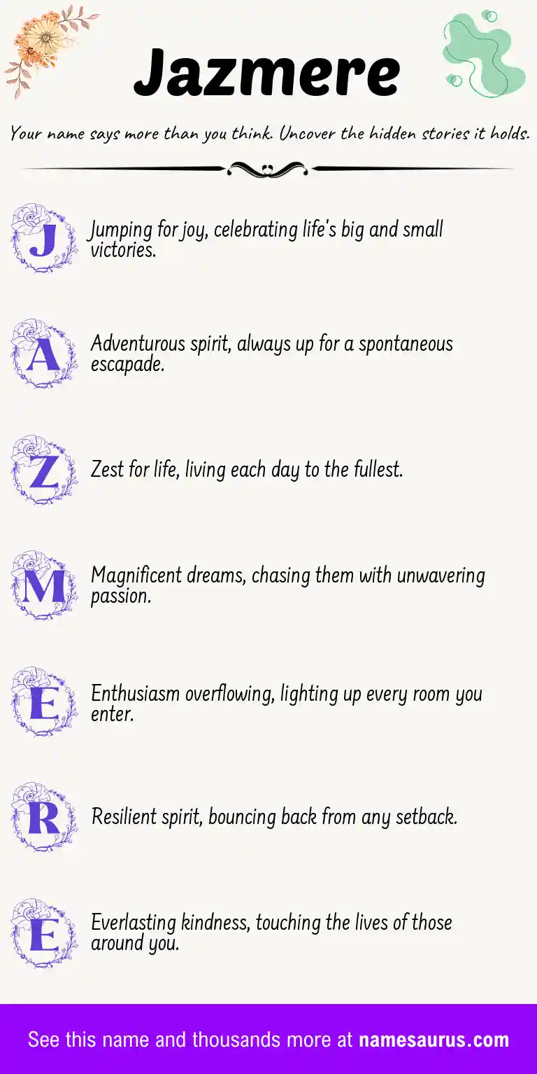 Acrostic poem about Jazmere.