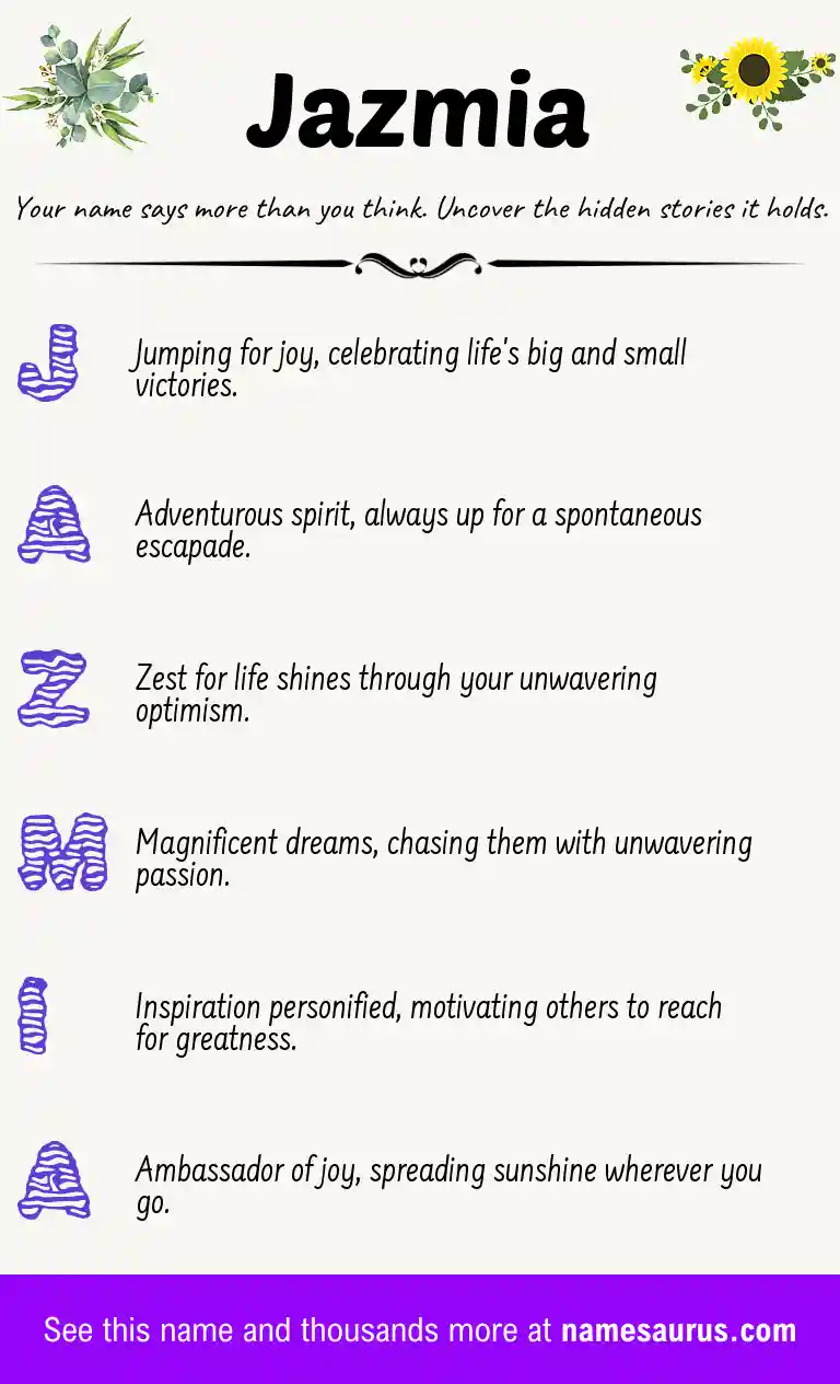 Acrostic poem about Jazmia.