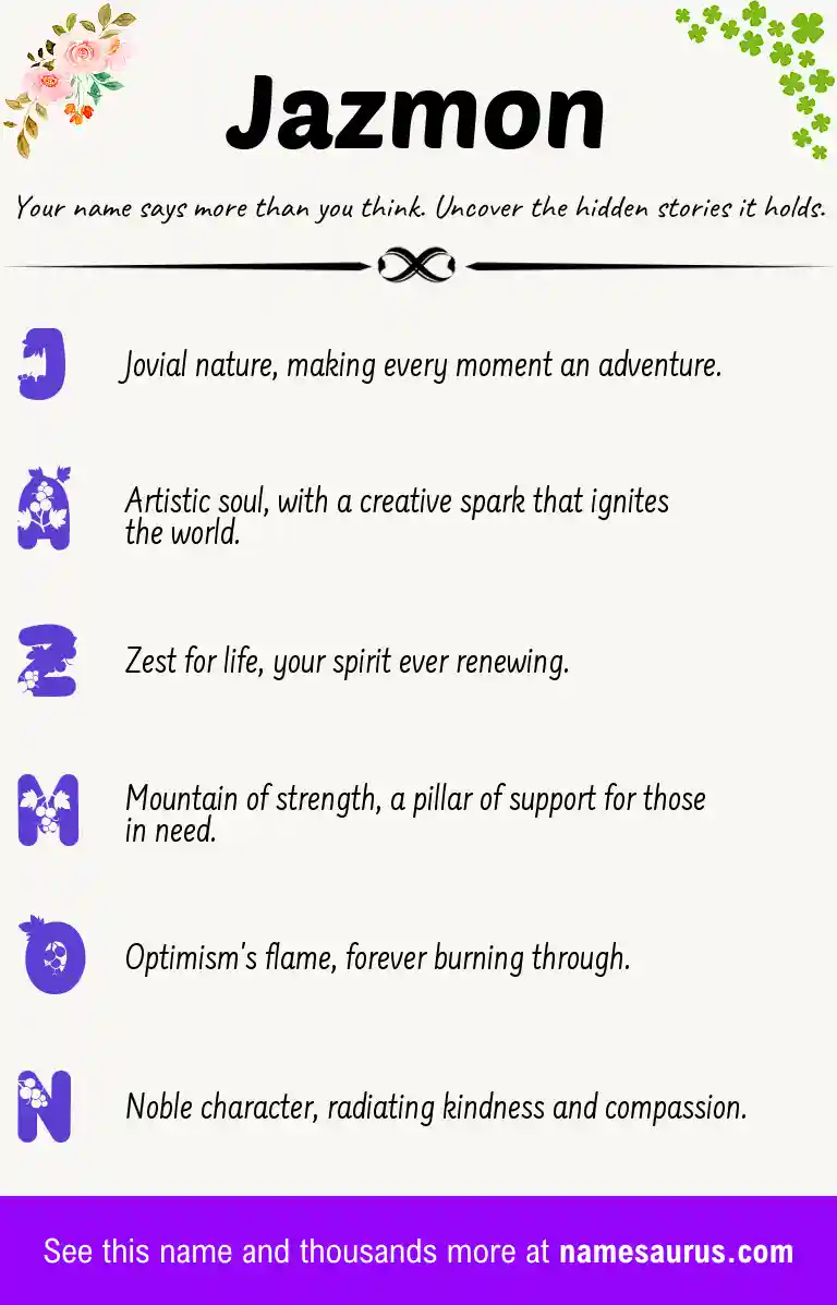 Acrostic poem about Jazmon.