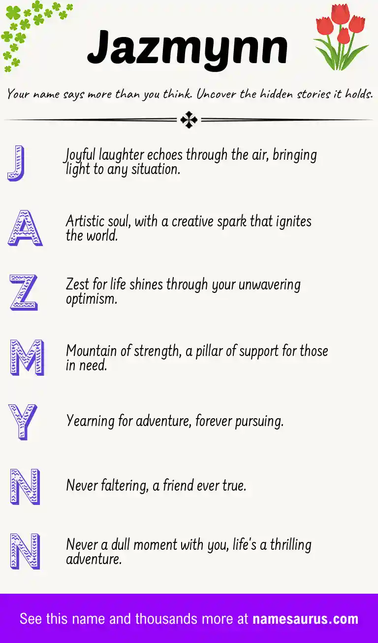 Acrostic poem about Jazmynn.