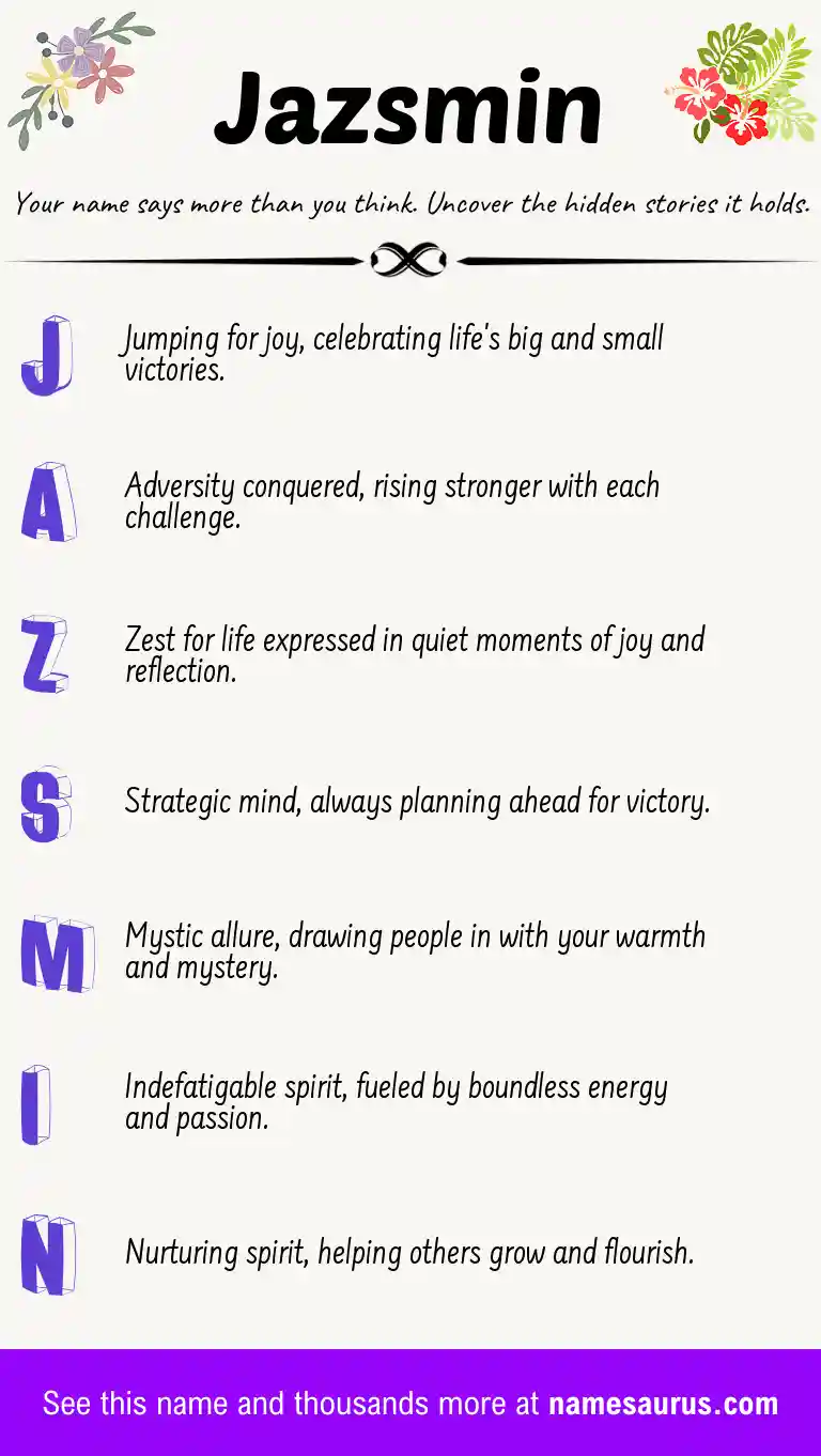 Acrostic poem about Jazsmin.