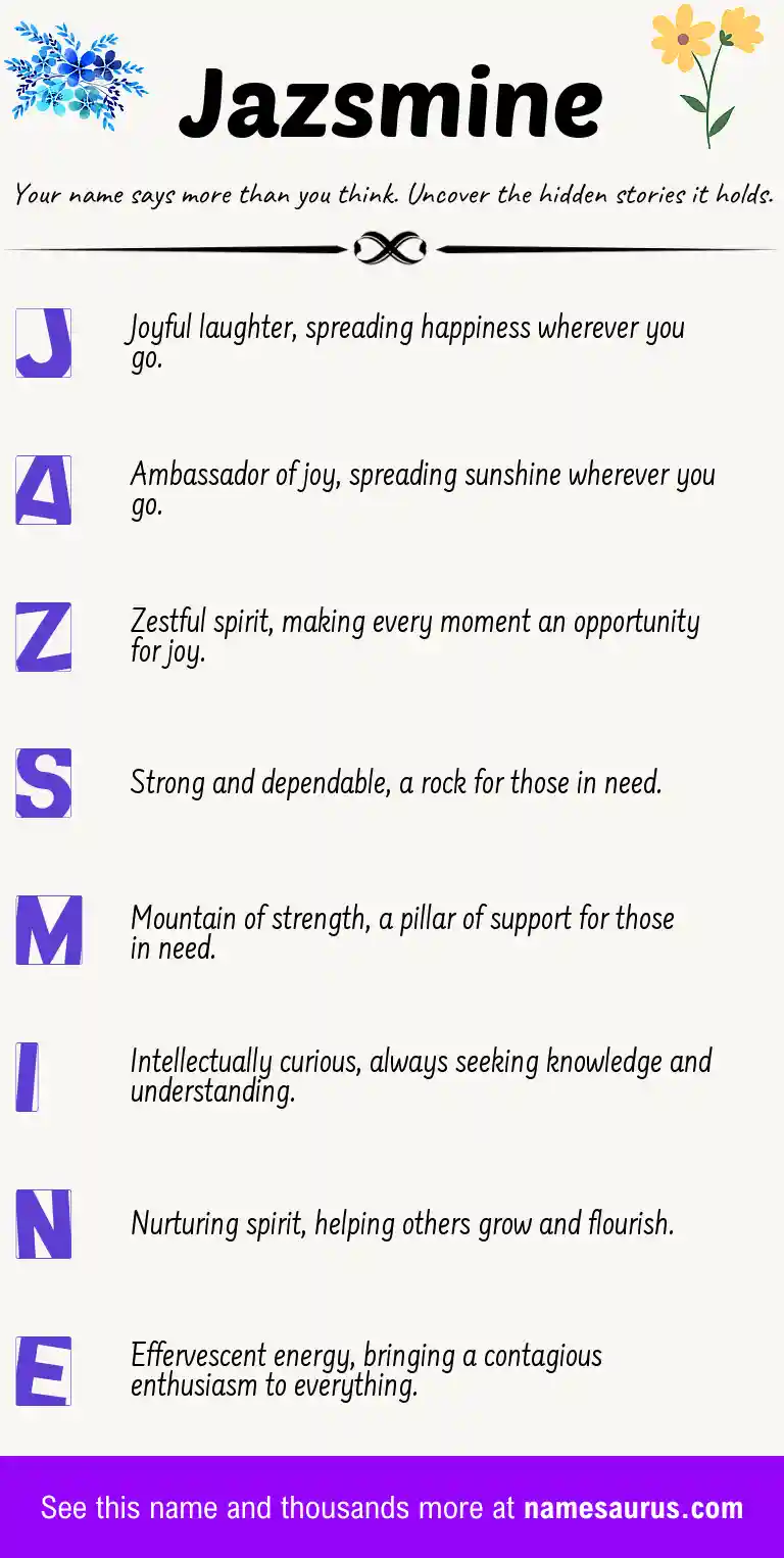 Acrostic poem about Jazsmine.