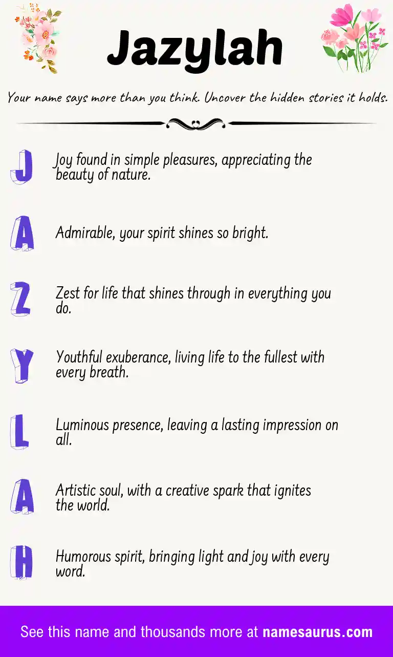 Acrostic poem about Jazylah.