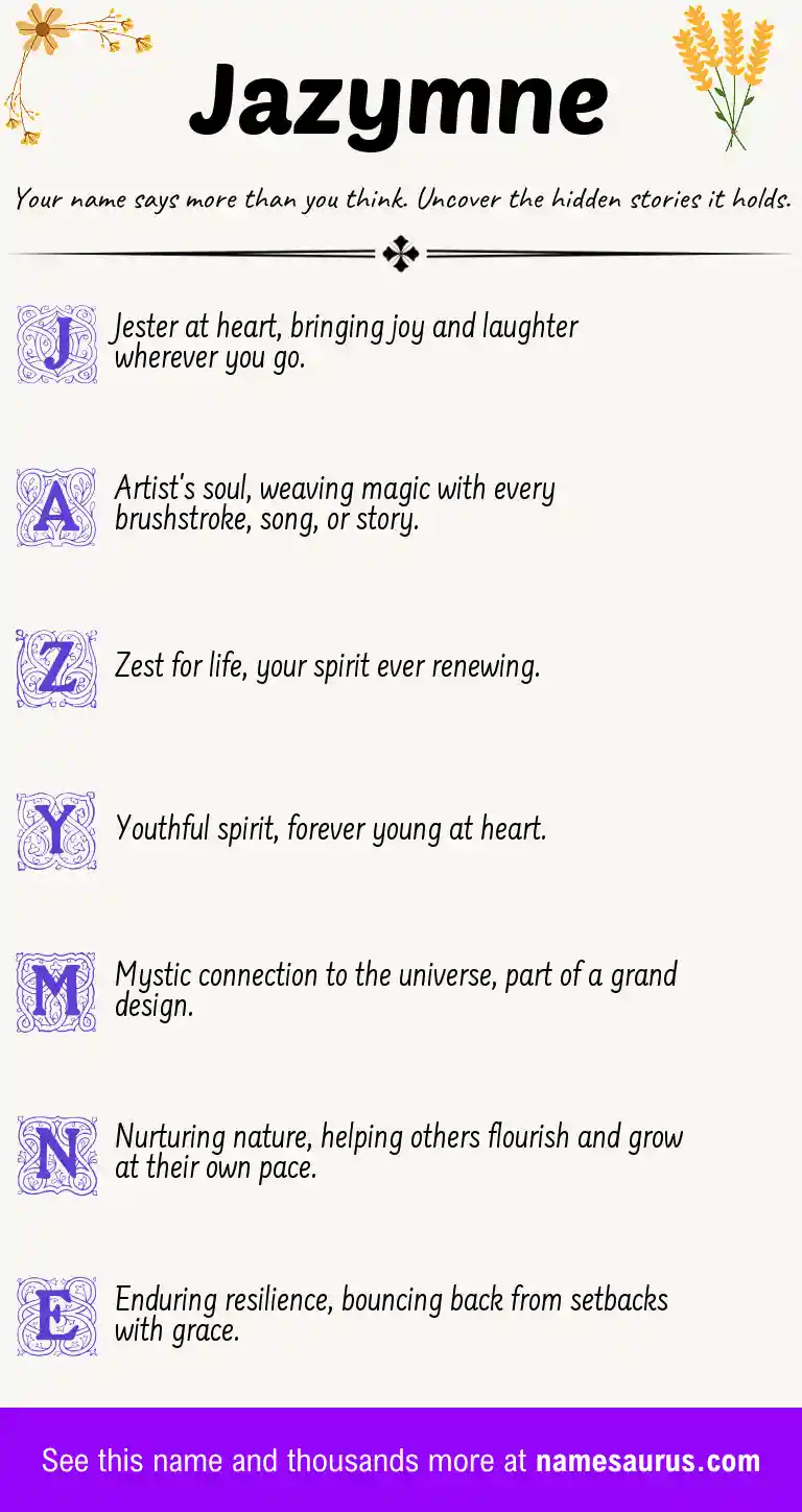 Acrostic poem about Jazymne.