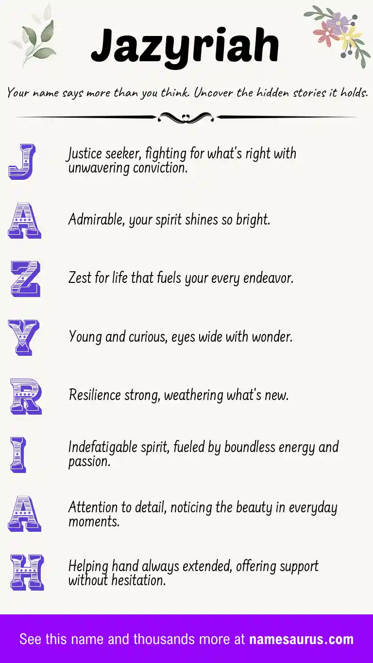 Acrostic poem about Jazyriah.