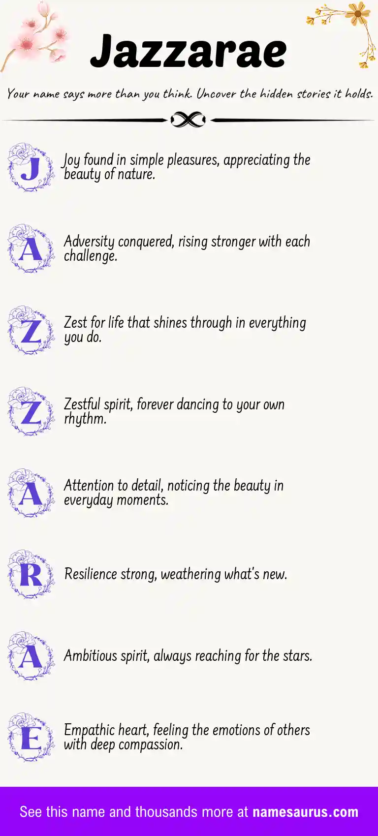 Acrostic poem about Jazzarae.