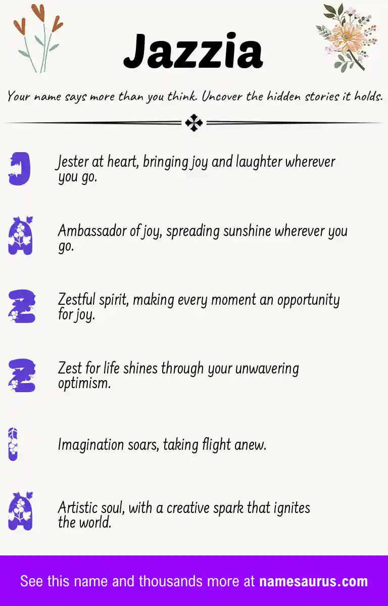 Acrostic poem about Jazzia.
