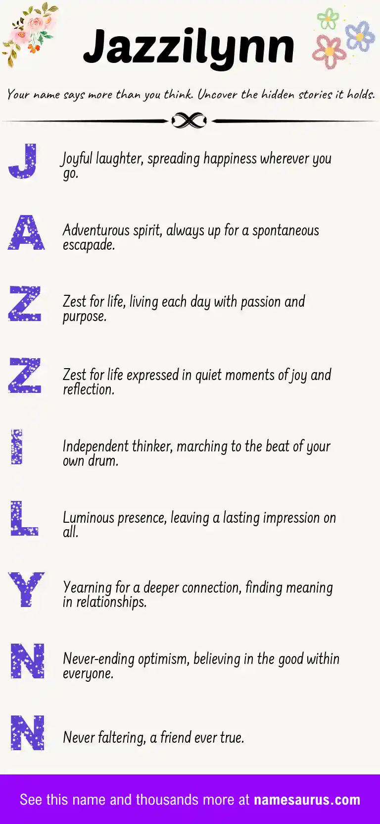 Acrostic poem about Jazzilynn.