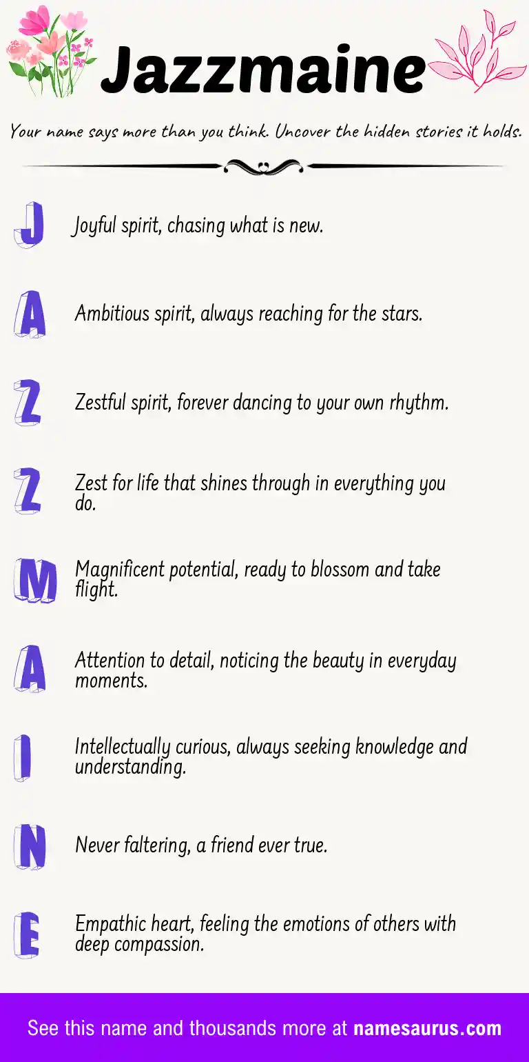 Acrostic poem about Jazzmaine.