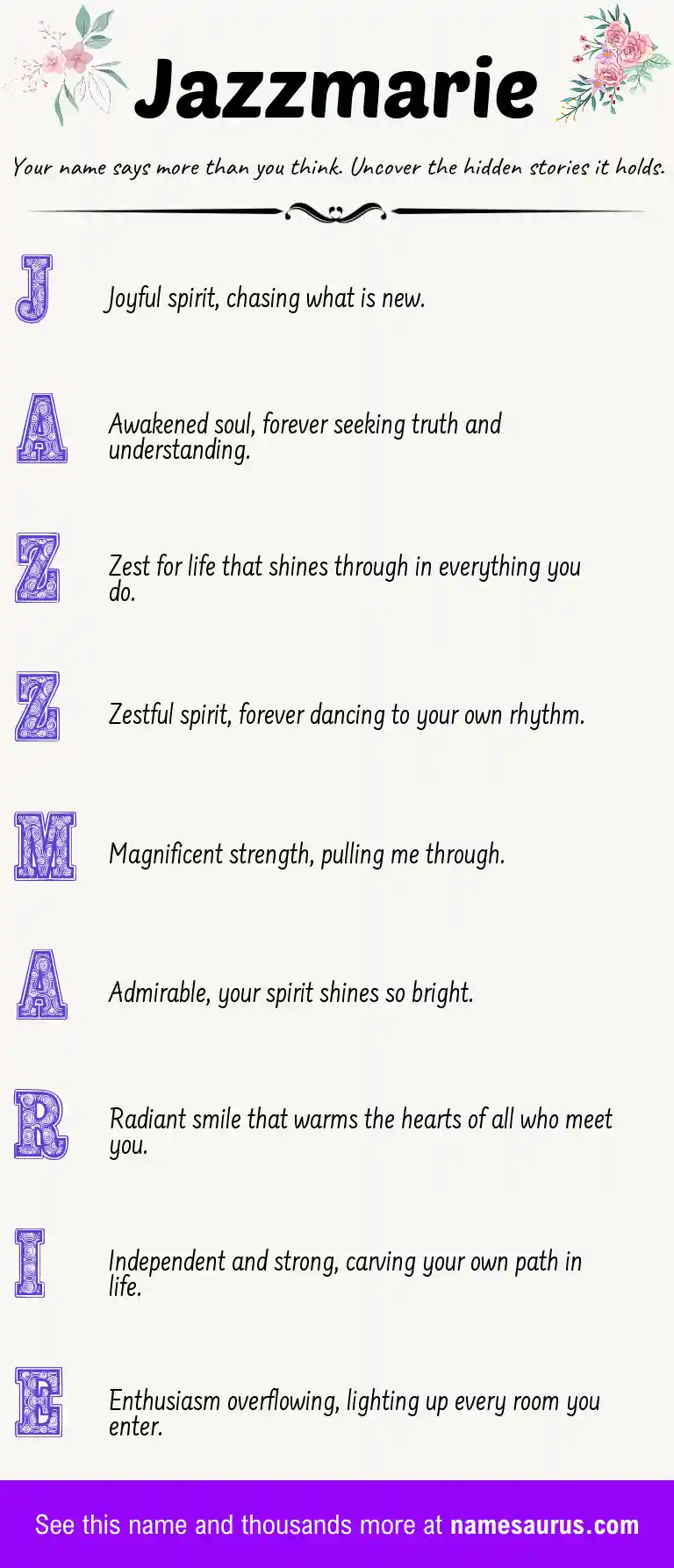 Acrostic poem about Jazzmarie.