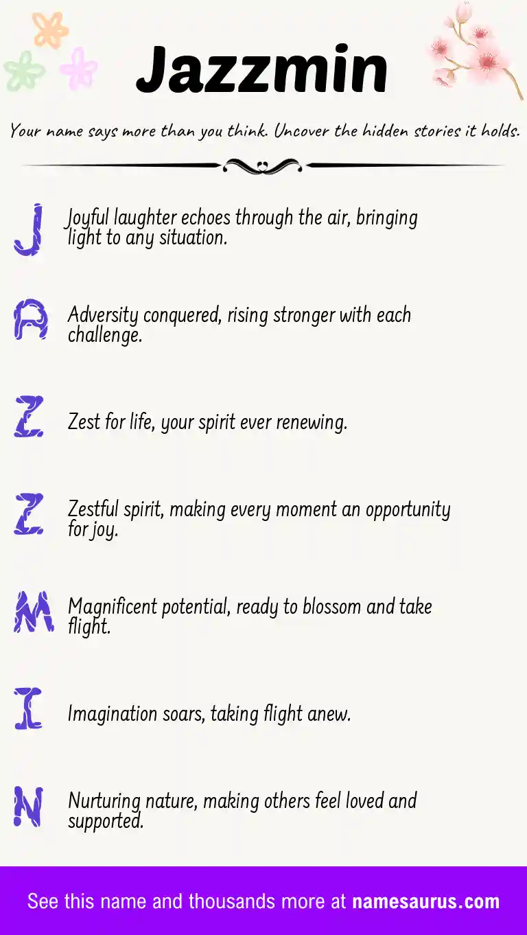 Acrostic poem about Jazzmin.