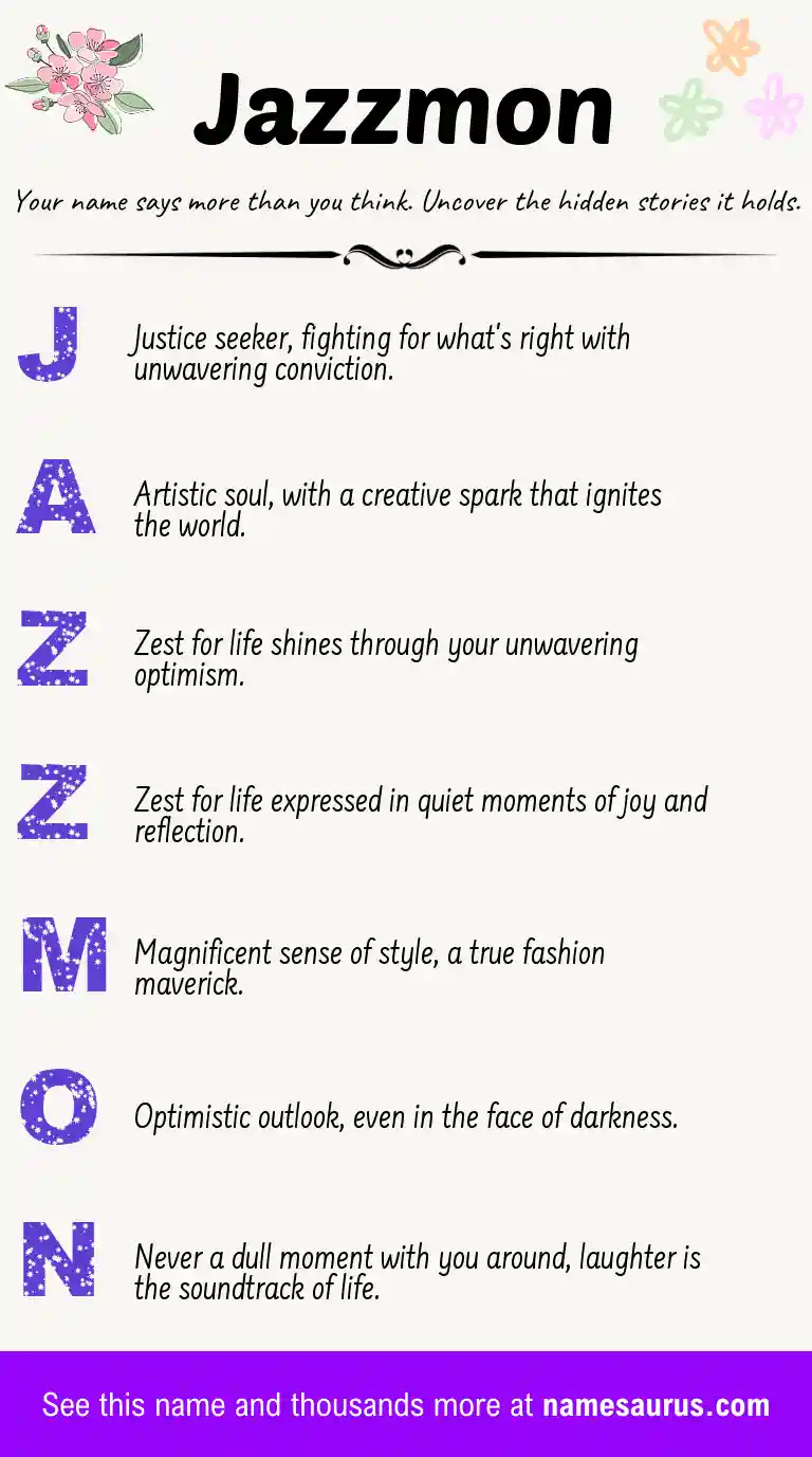 Acrostic poem about Jazzmon.