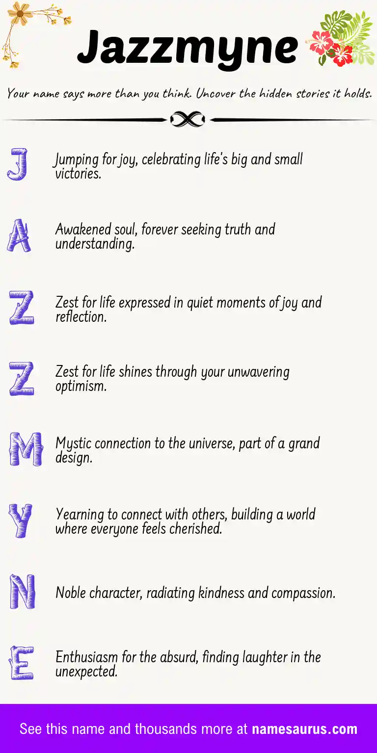Acrostic poem about Jazzmyne.
