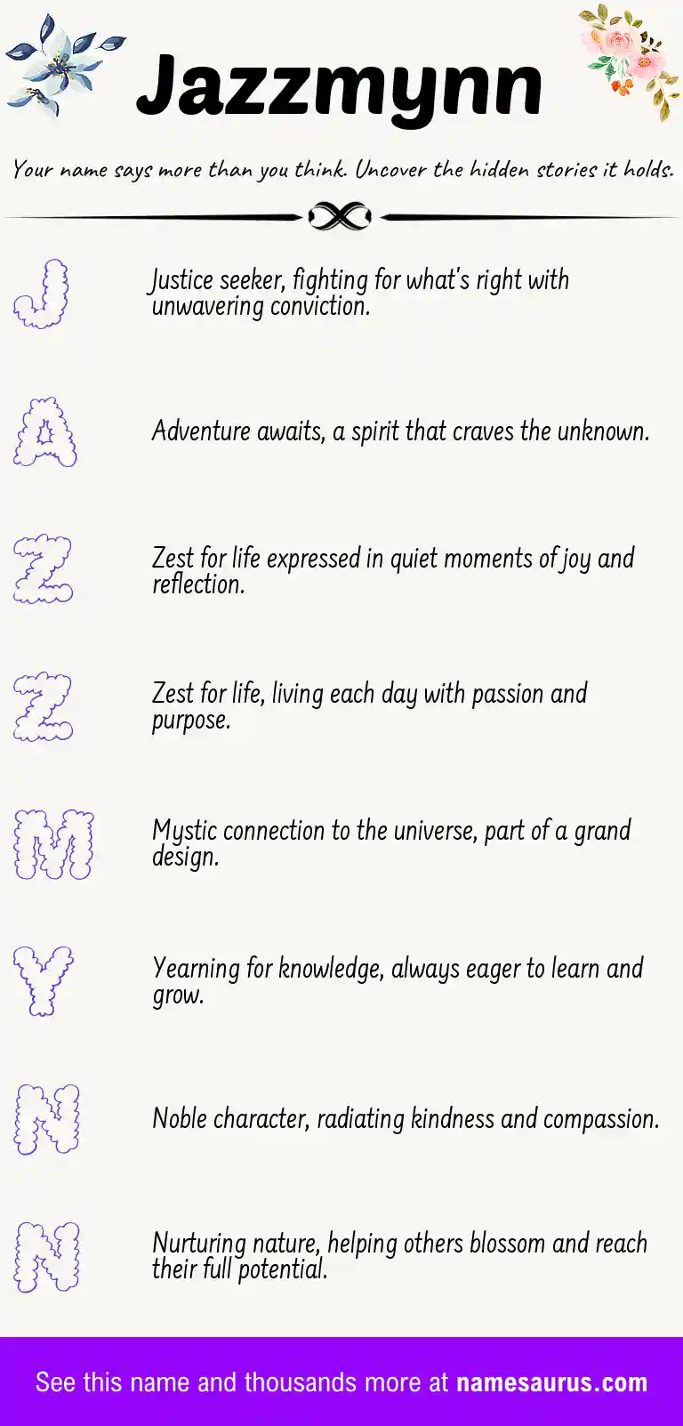 Acrostic poem about Jazzmynn.