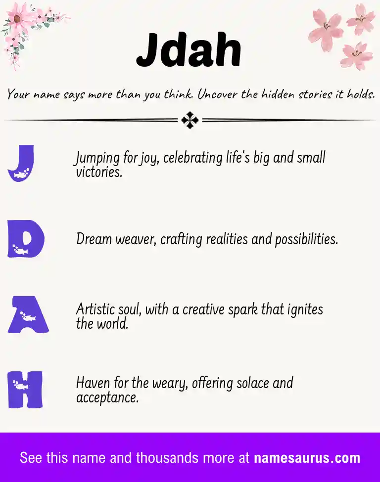 Acrostic poem about Jdah.