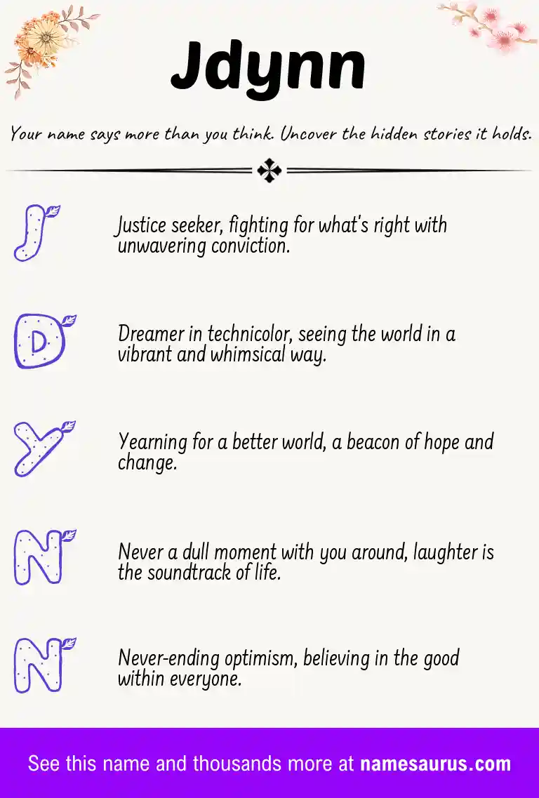 Acrostic poem about Jdynn.