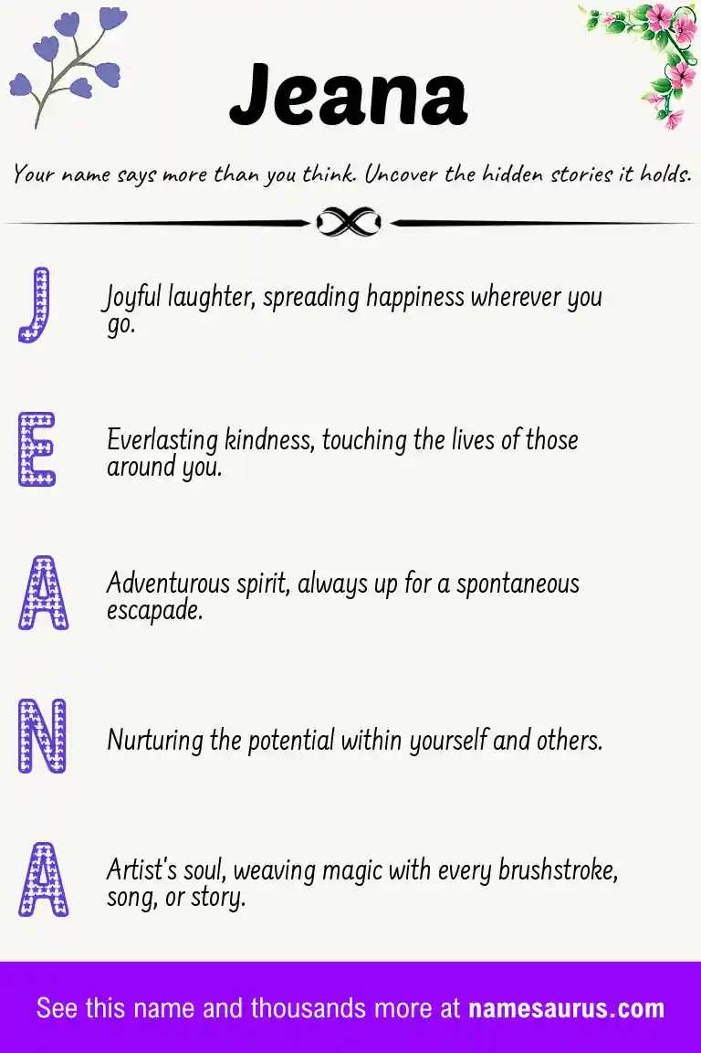 Acrostic poem about Jeana.