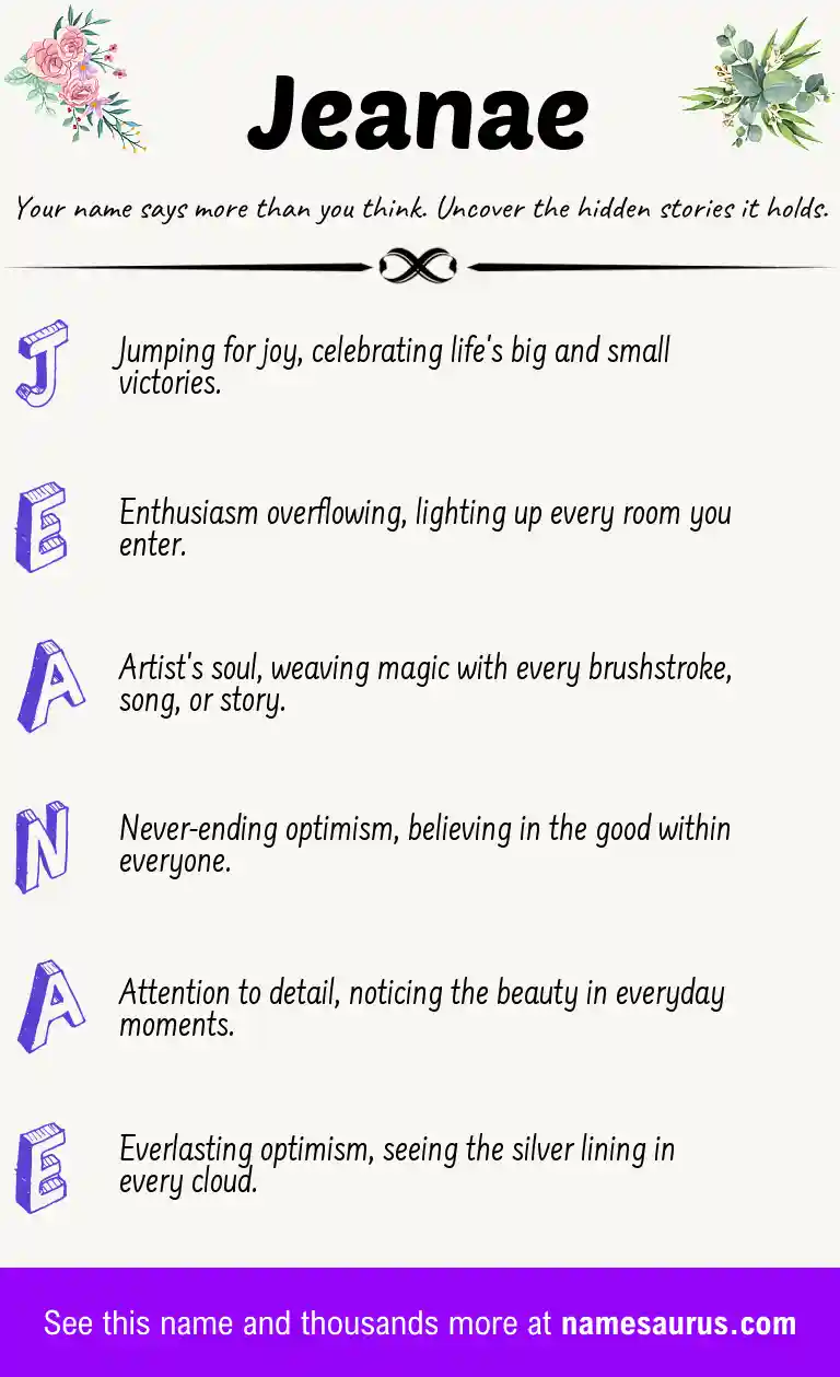 Acrostic poem about Jeanae.