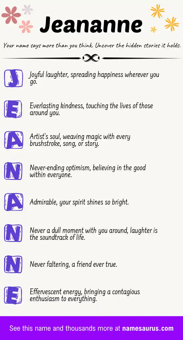 Acrostic poem about Jeananne.